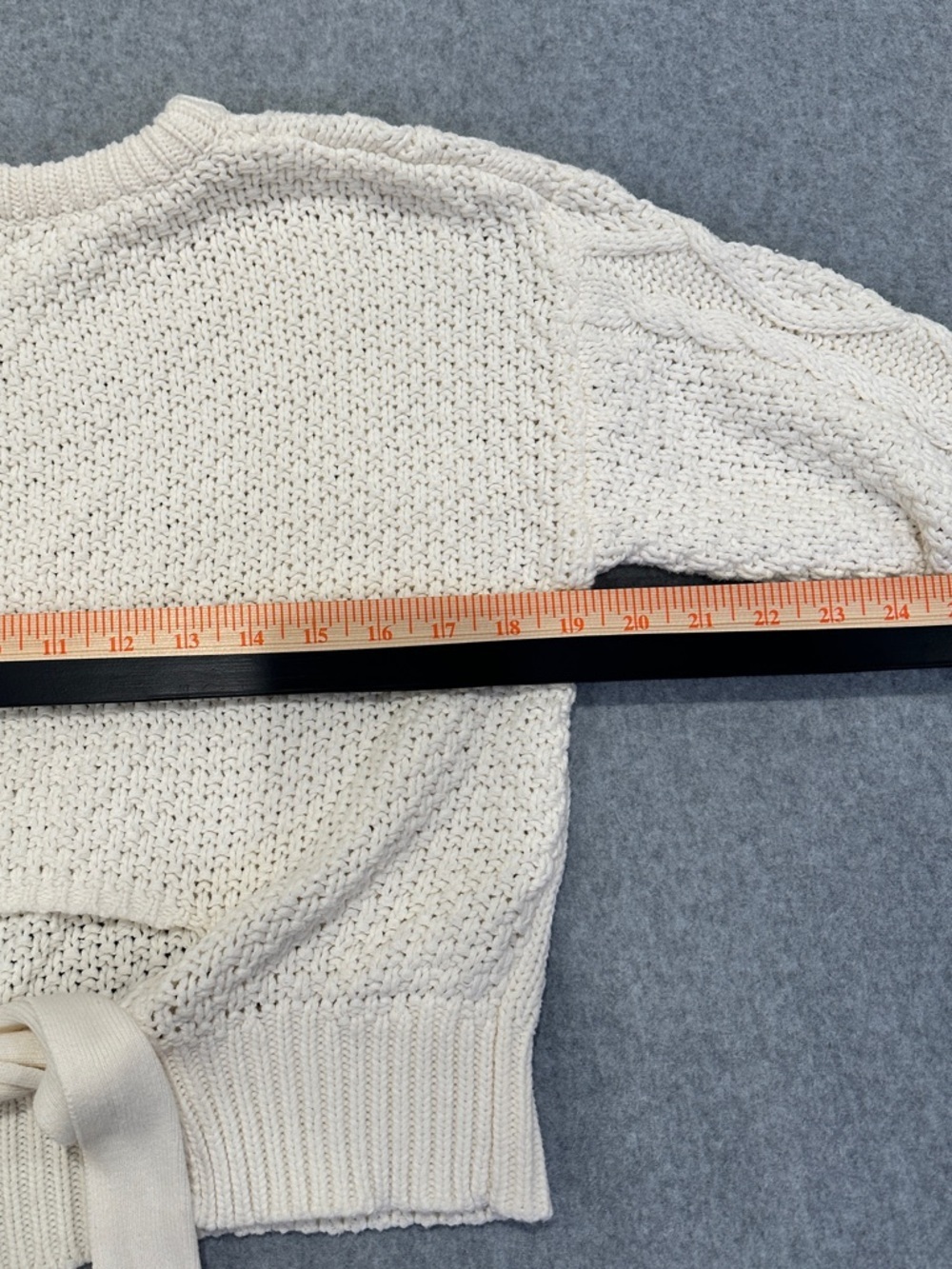 Line & Dot Ivory Cable Knit Crewneck Sweater - Picture 7 of 8